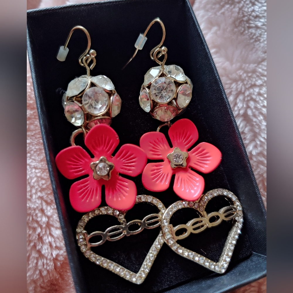 Bebe Pink and Gold Floral Earrings